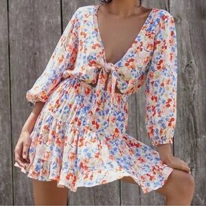 NWT L* Flowers Forever Stay Golden Mini Dress Size L